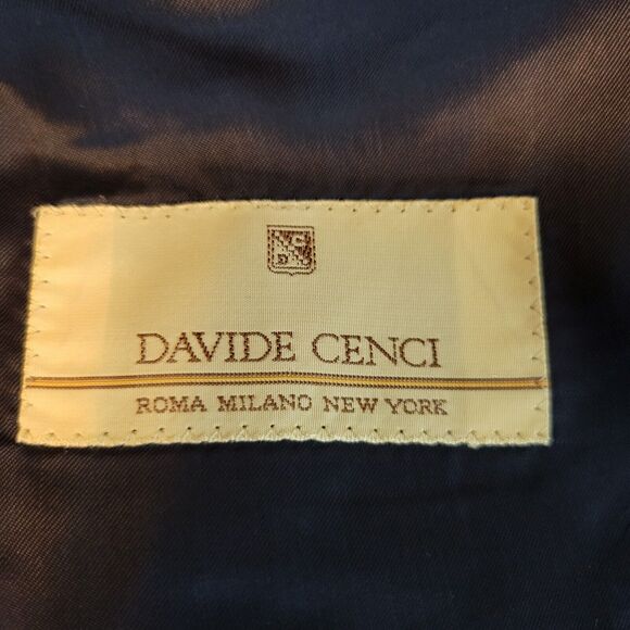 Davide Cenci 100% Wool Blue Check Rayon Lined LS Notch Suit Jacket Blazer 54R - Picture 11 of 12